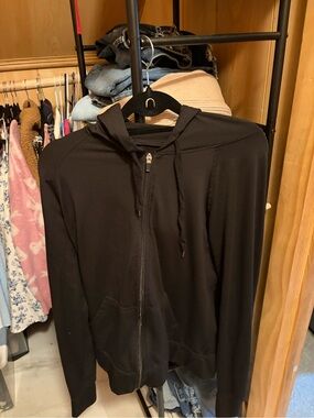 Logo Athletic Black Zip-Up Hoodie Jacket